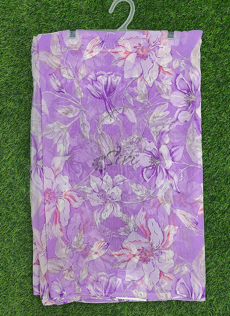 Lovely Printed Floral Georgette Saree