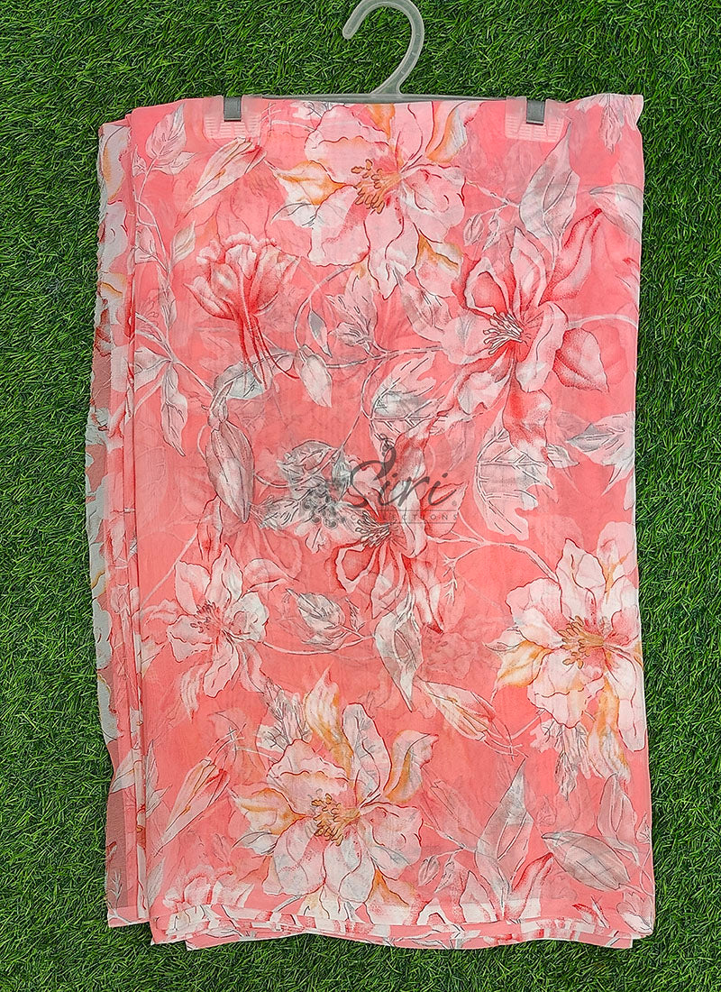 Lovely Printed Floral Georgette Saree