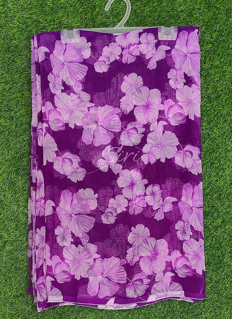 Lovely Printed Floral Georgette Saree