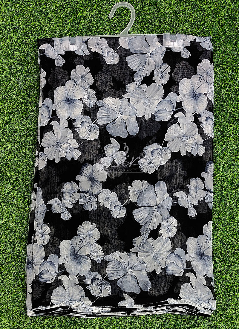 Lovely Printed Floral Georgette Saree