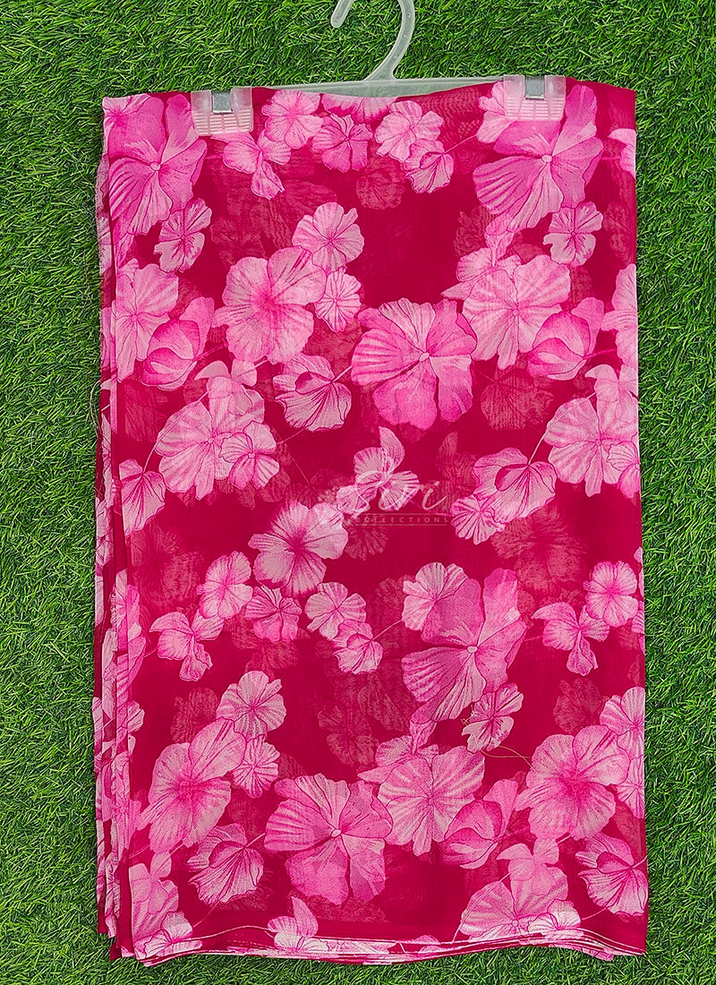 Lovely Printed Floral Georgette Saree