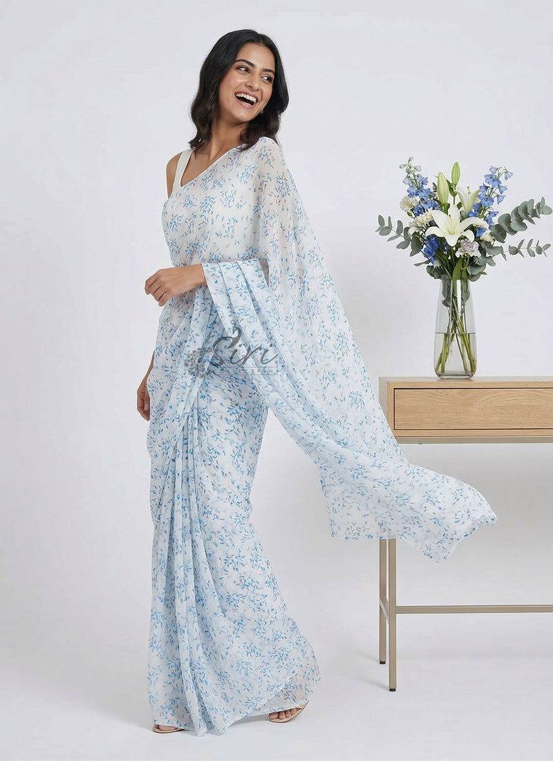 Lovely Printed Floral Georgette Saree