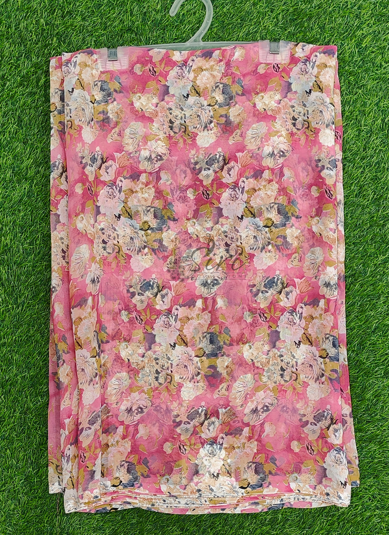 Lovely Printed Floral Georgette Saree