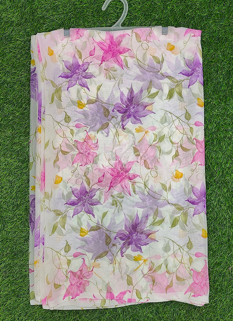 Beautiful Printed Georgette Saree without Blouse