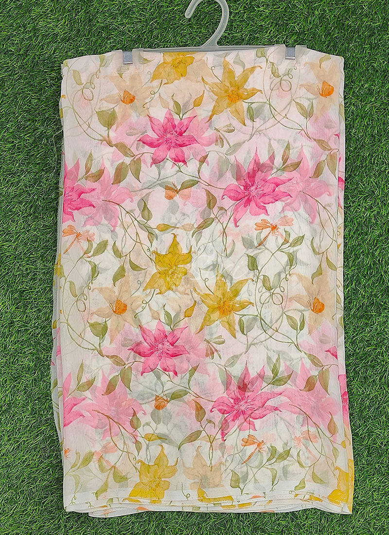 Beautiful Printed Georgette Saree without Blouse
