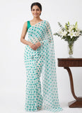 Lovely Printed Georgette Saree in Polka Dots Design