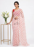 Lovely Printed Georgette Saree in Polka Dots Design