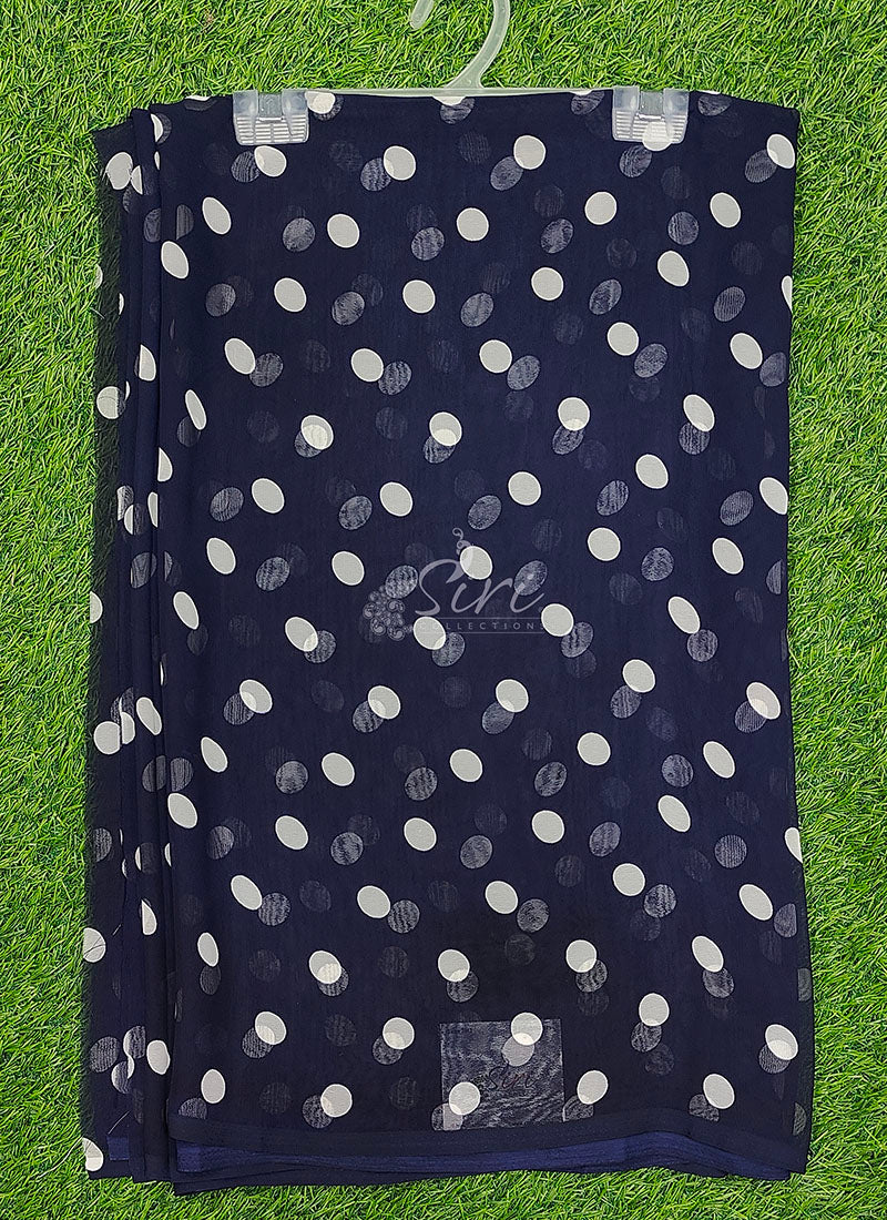 Lovely Printed Georgette Saree in Polka Dots Design