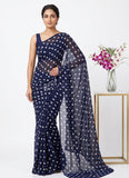 Lovely Printed Georgette Saree in Polka Dots Design