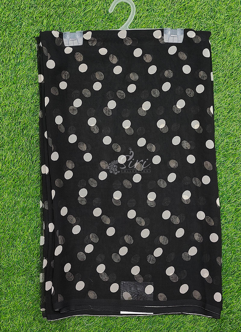 Lovely Printed Georgette Saree in Polka Dots Design