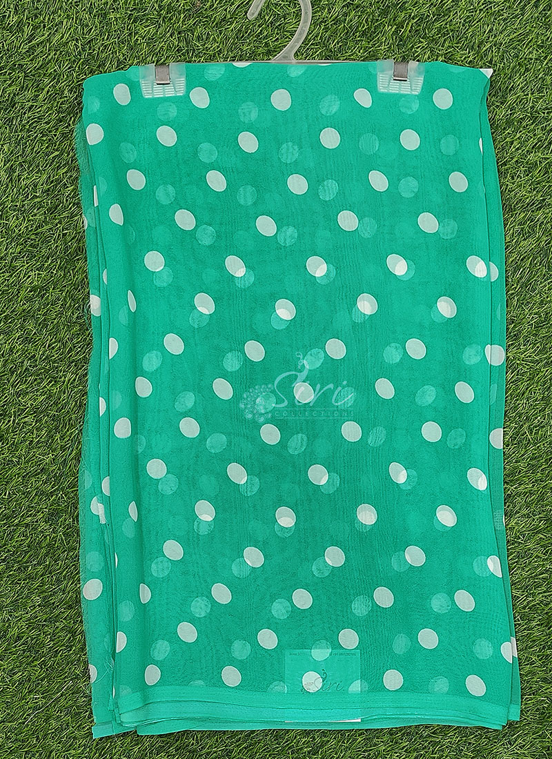 Lovely Printed Georgette Saree in Polka Dots Design