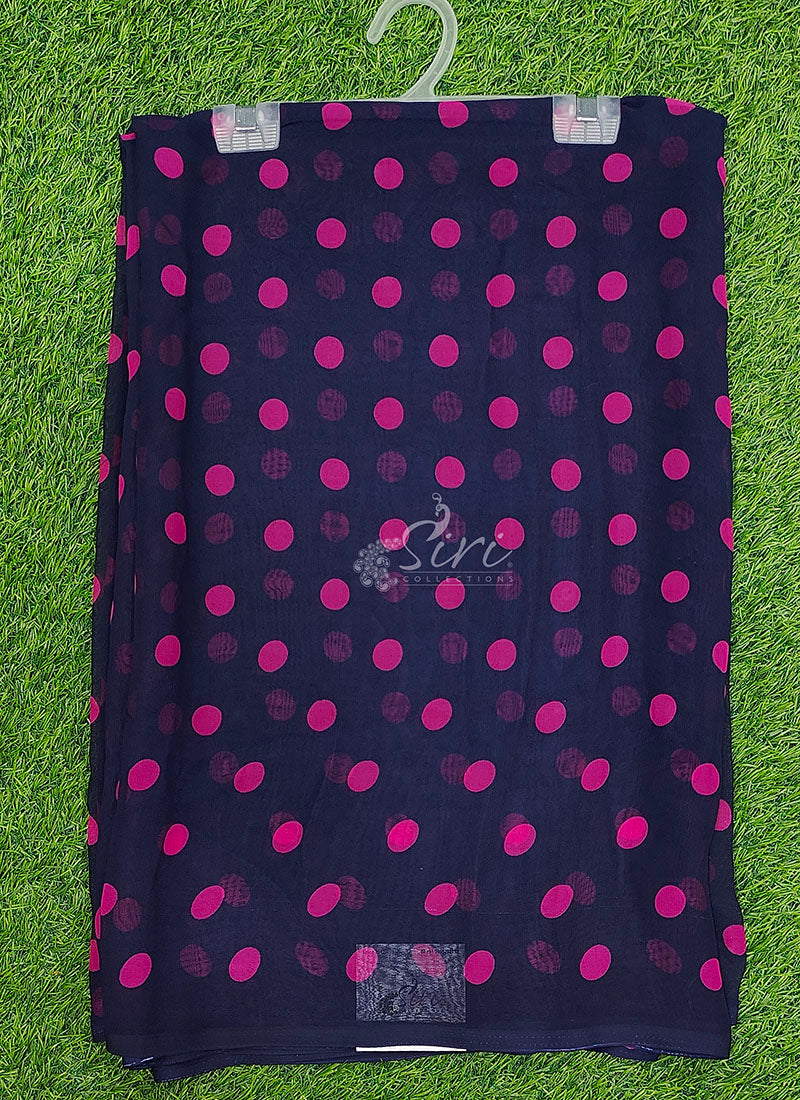 Lovely Printed Georgette Saree in Polka Dots Design