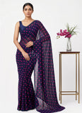 Lovely Printed Georgette Saree in Polka Dots Design