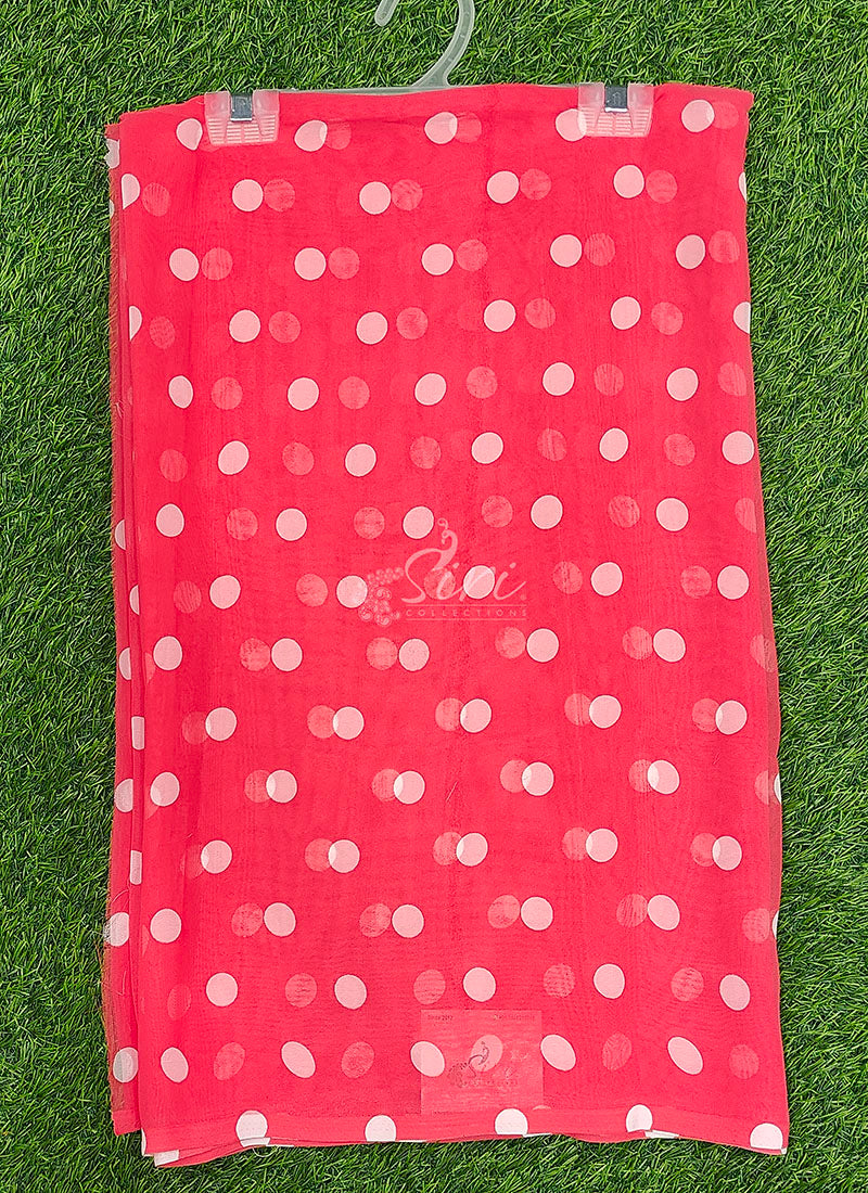 Lovely Printed Georgette Saree in Polka Dots Design