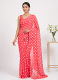 Lovely Printed Georgette Saree in Polka Dots Design