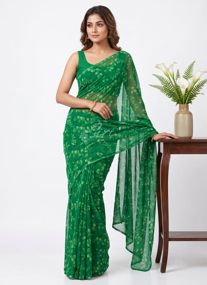 Siri Sarees Floral Print Georgette Saree Without Blouse