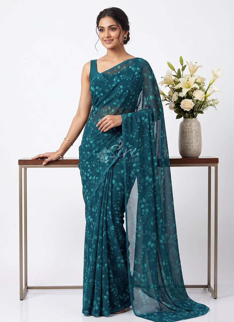 Siri Sarees Floral Print Georgette Saree Without Blouse