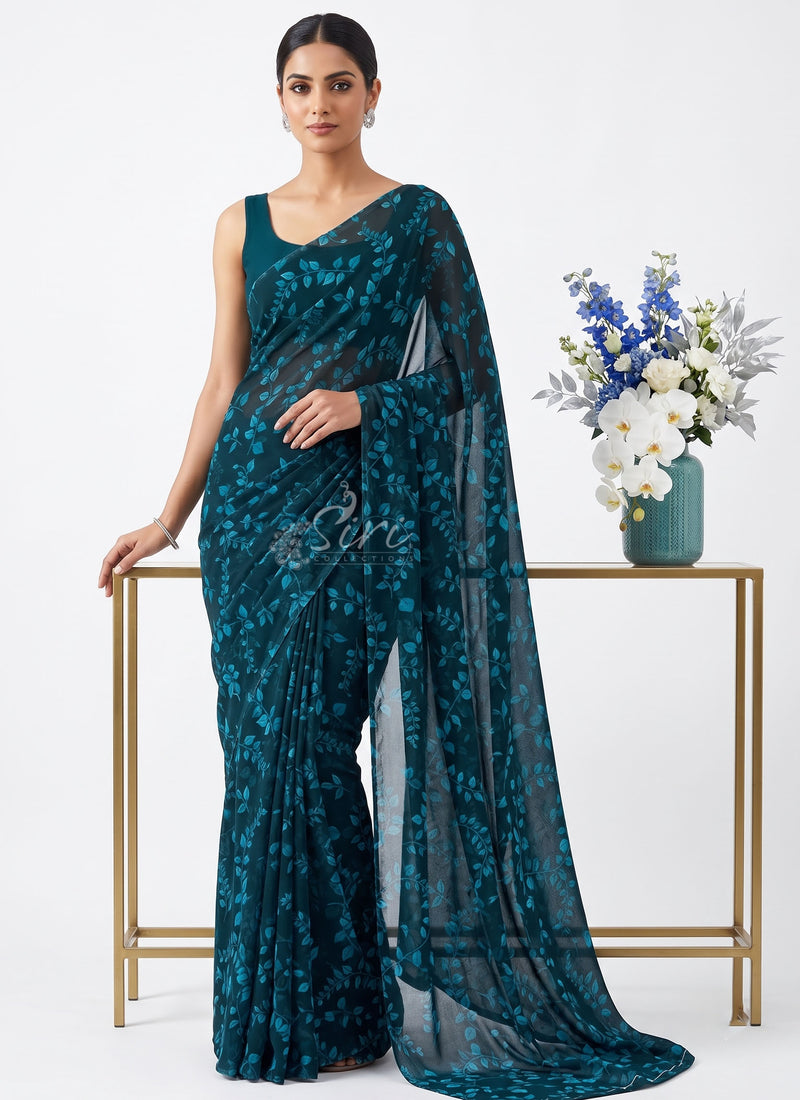 Siri Sarees Floral Print Georgette Saree Without Blouse