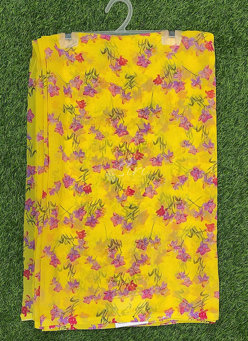 Siri Sarees Floral Print Georgette Saree Without Blouse