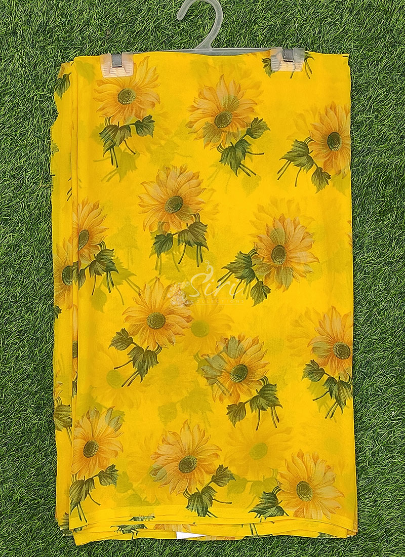 Siri Sarees Floral Print Georgette Saree Without Blouse
