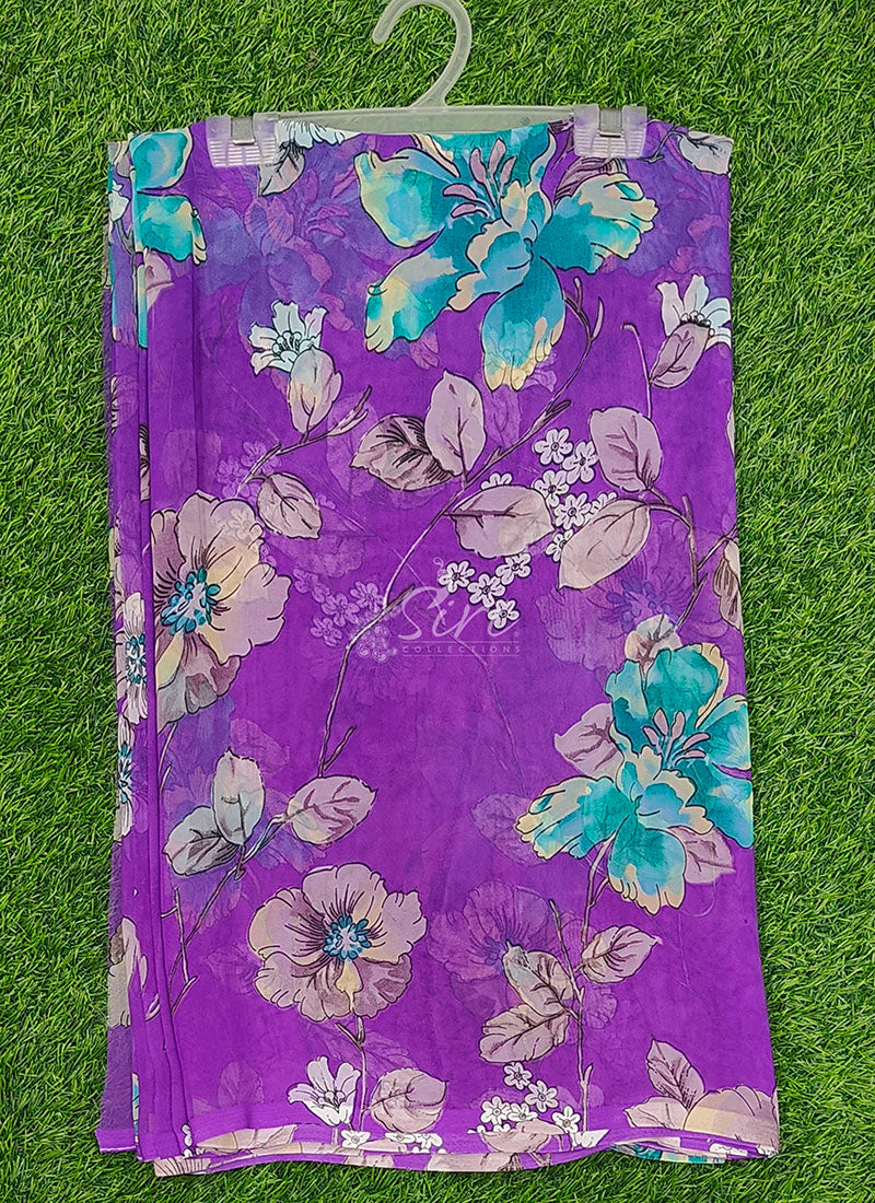 Siri Sarees Floral Print Georgette Saree Without Blouse