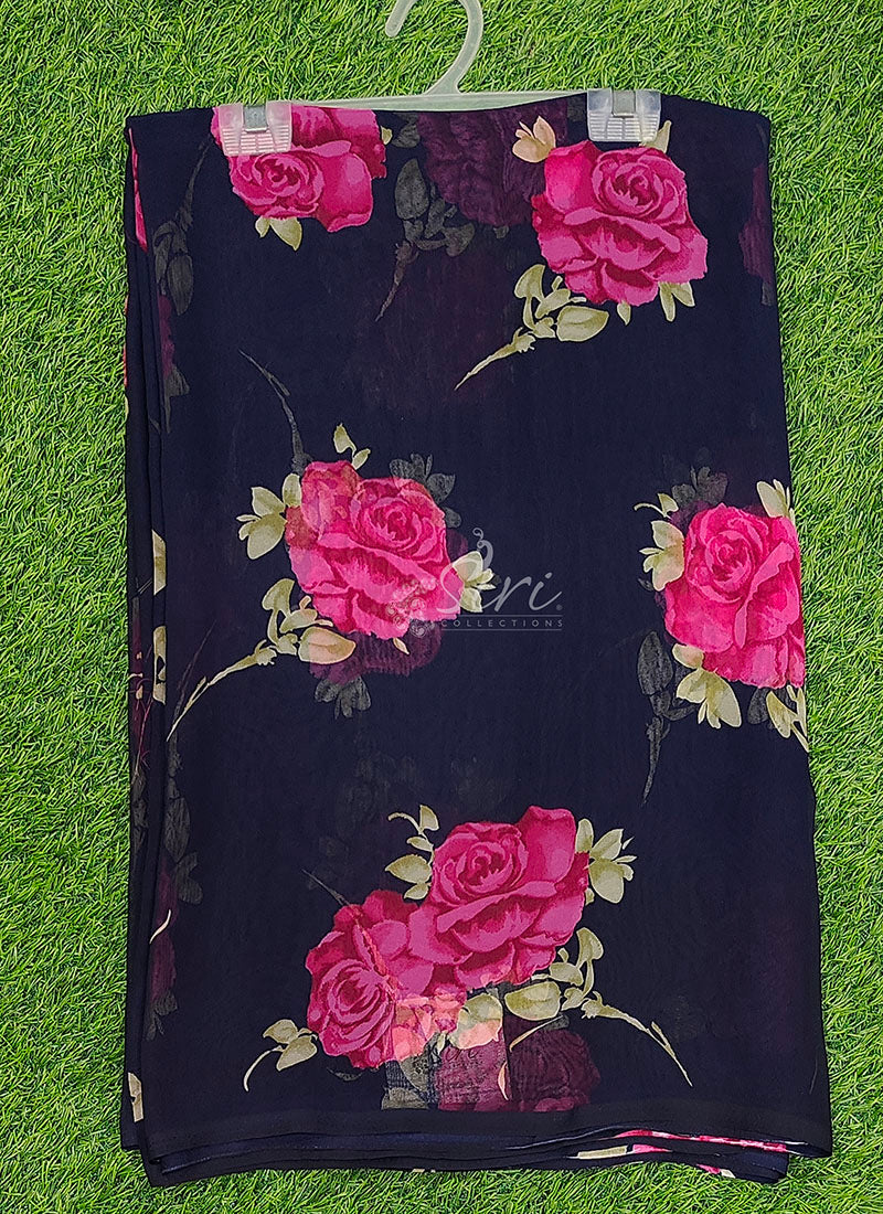 Siri Sarees Floral Print Georgette Saree Without Blouse
