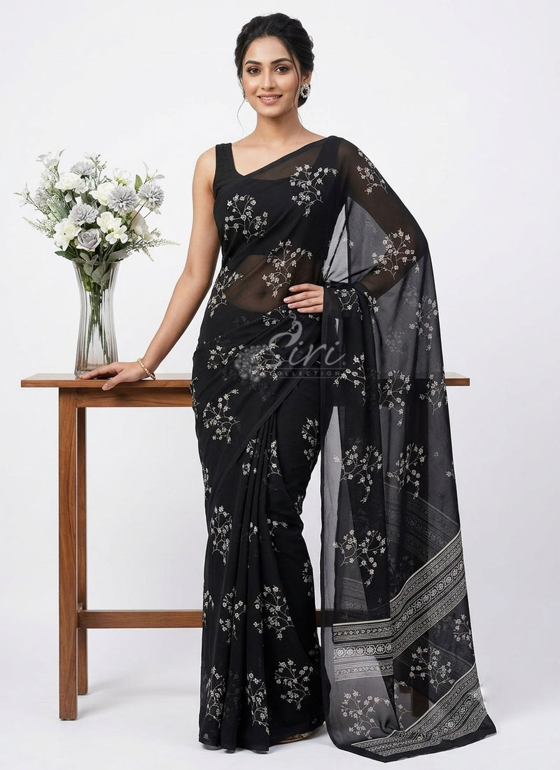 Siri Sarees Floral Print Georgette Saree