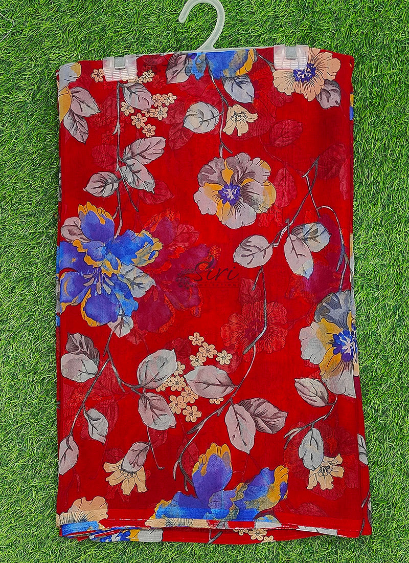 Siri Sarees Floral Print Georgette Saree Without Blouse