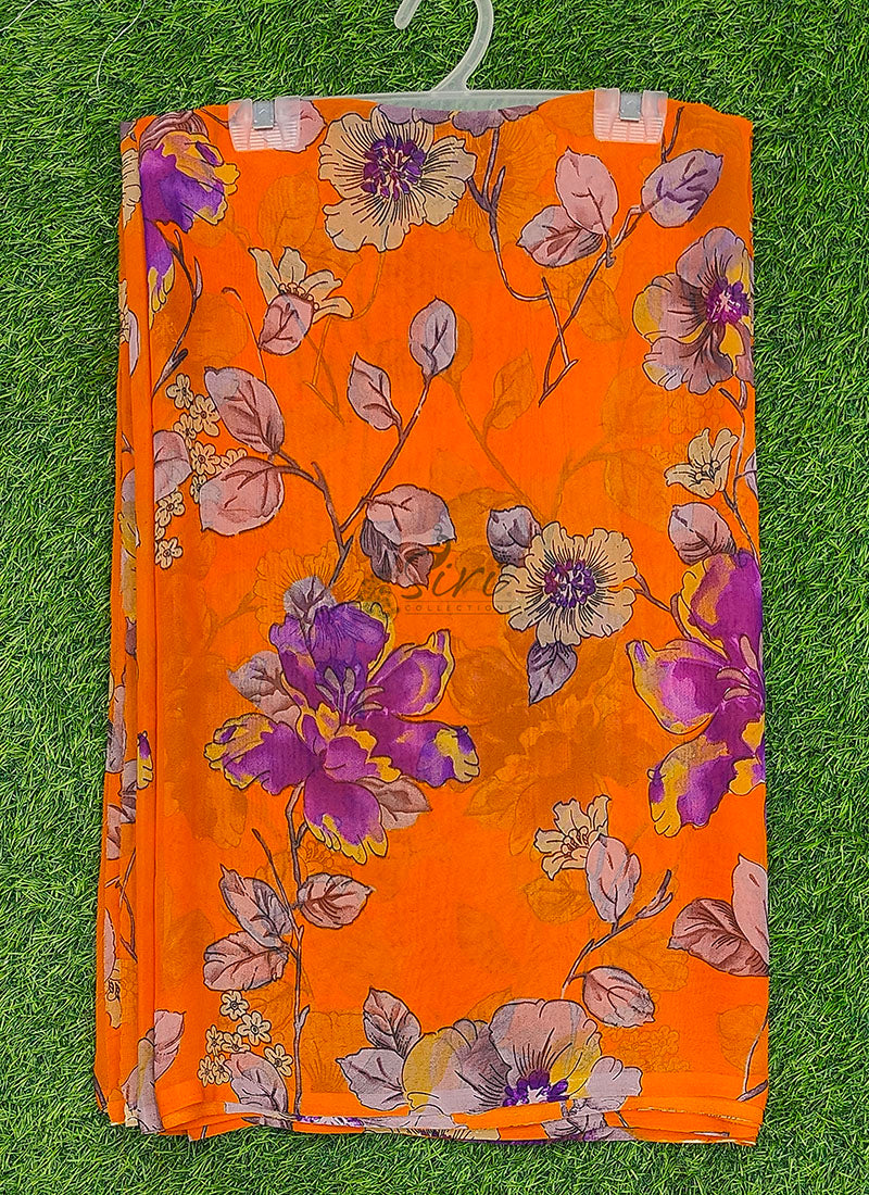 Siri Sarees Floral Print Georgette Saree Without Blouse