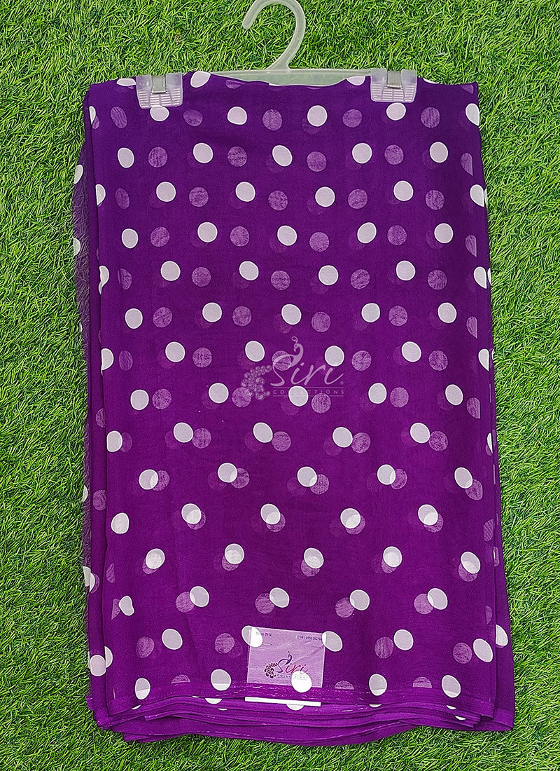 Lovely Printed Georgette Saree in Polka Dots Design