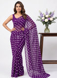 Lovely Printed Georgette Saree in Polka Dots Design