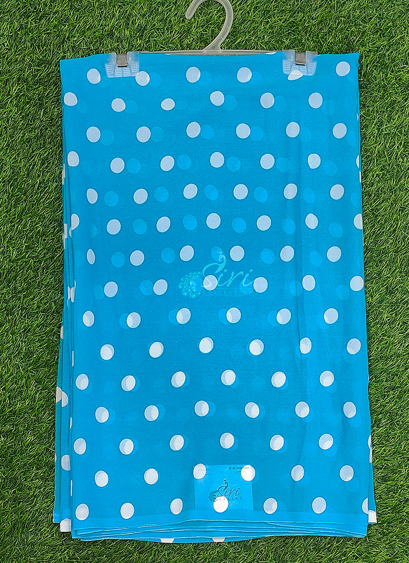 Lovely Printed Georgette Saree in Polka Dots Design