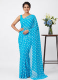 Lovely Printed Georgette Saree in Polka Dots Design