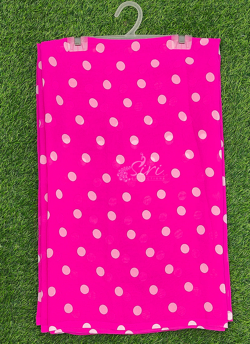 Lovely Printed Georgette Saree in Polka Dots Design