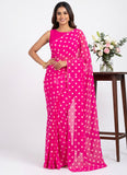 Lovely Printed Georgette Saree in Polka Dots Design