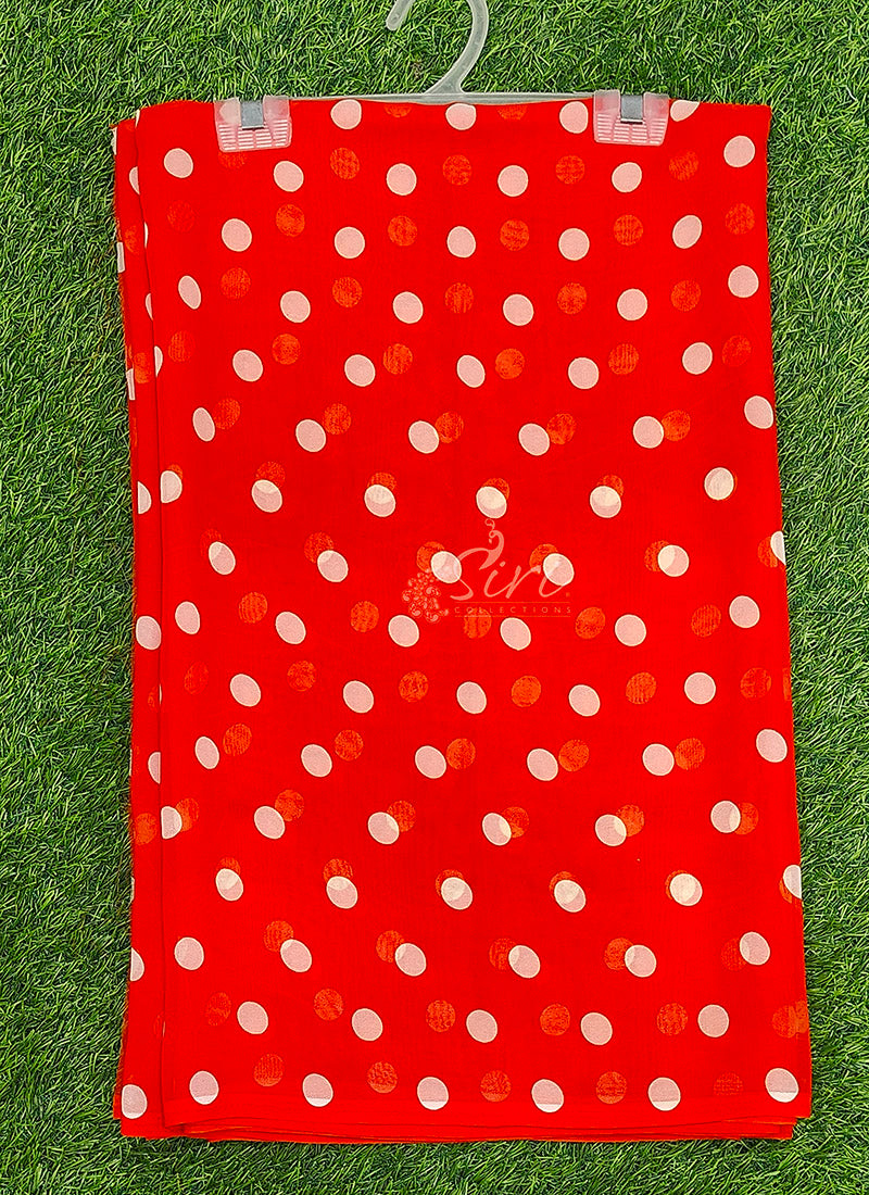 Lovely Printed Georgette Saree in Polka Dots Design