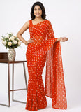 Lovely Printed Georgette Saree in Polka Dots Design