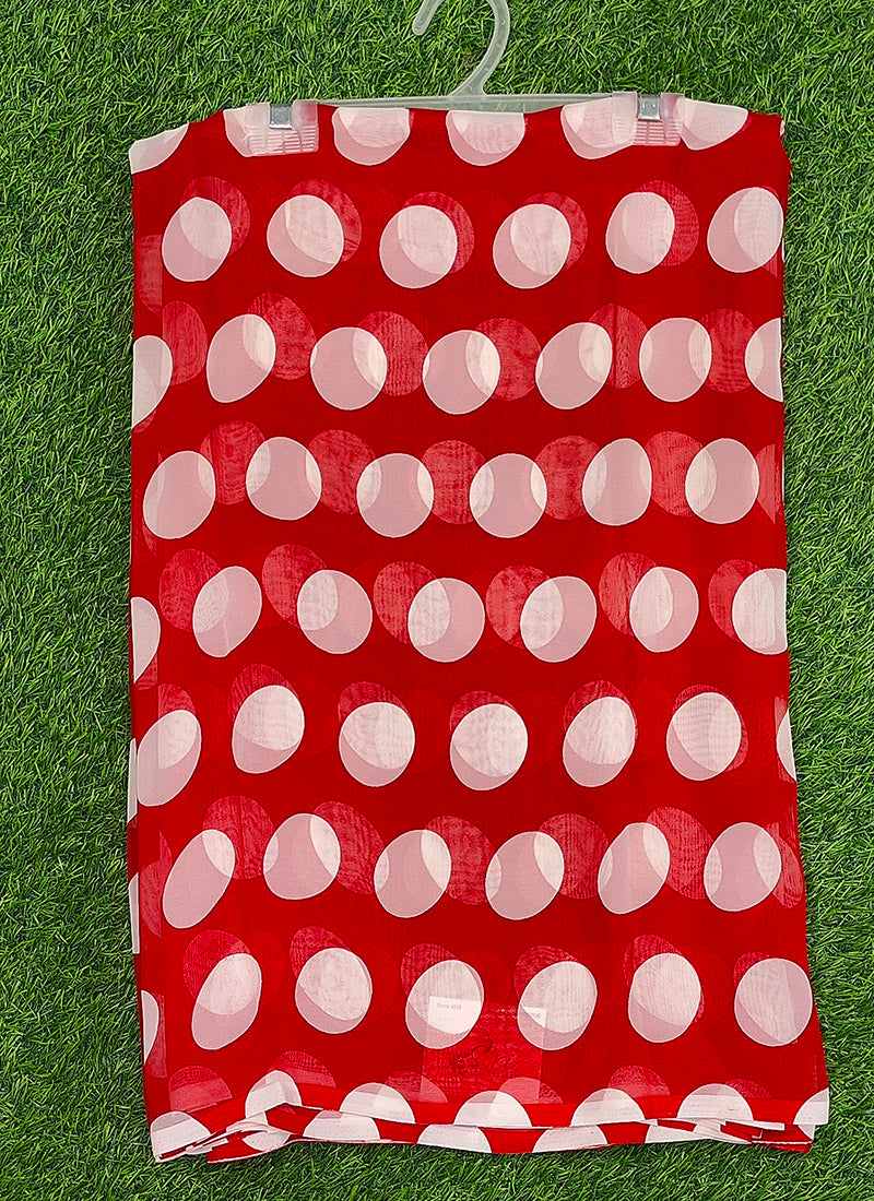 Lovely Printed Georgette Saree in Polka Dots Design