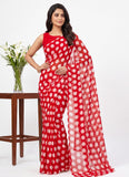 Lovely Printed Georgette Saree in Polka Dots Design