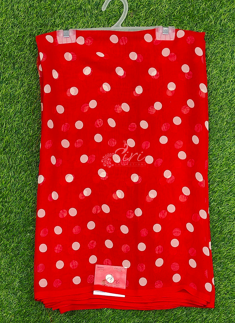 Lovely Printed Georgette Saree in Polka Dots Design