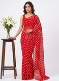 Lovely Printed Georgette Saree in Polka Dots Design