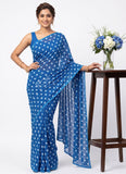 Lovely Printed Georgette Saree in Polka Dots Design