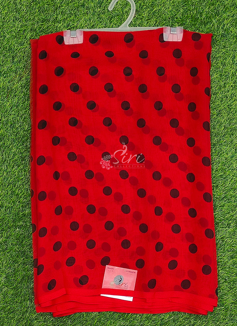 Lovely Printed Georgette Saree in Polka Dots Design