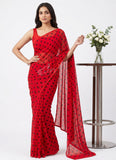 Lovely Printed Georgette Saree in Polka Dots Design