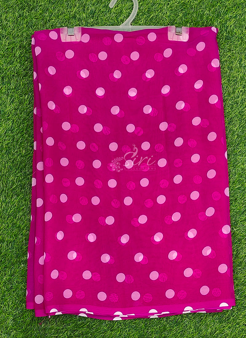 Lovely Printed Georgette Saree in Polka Dots Design