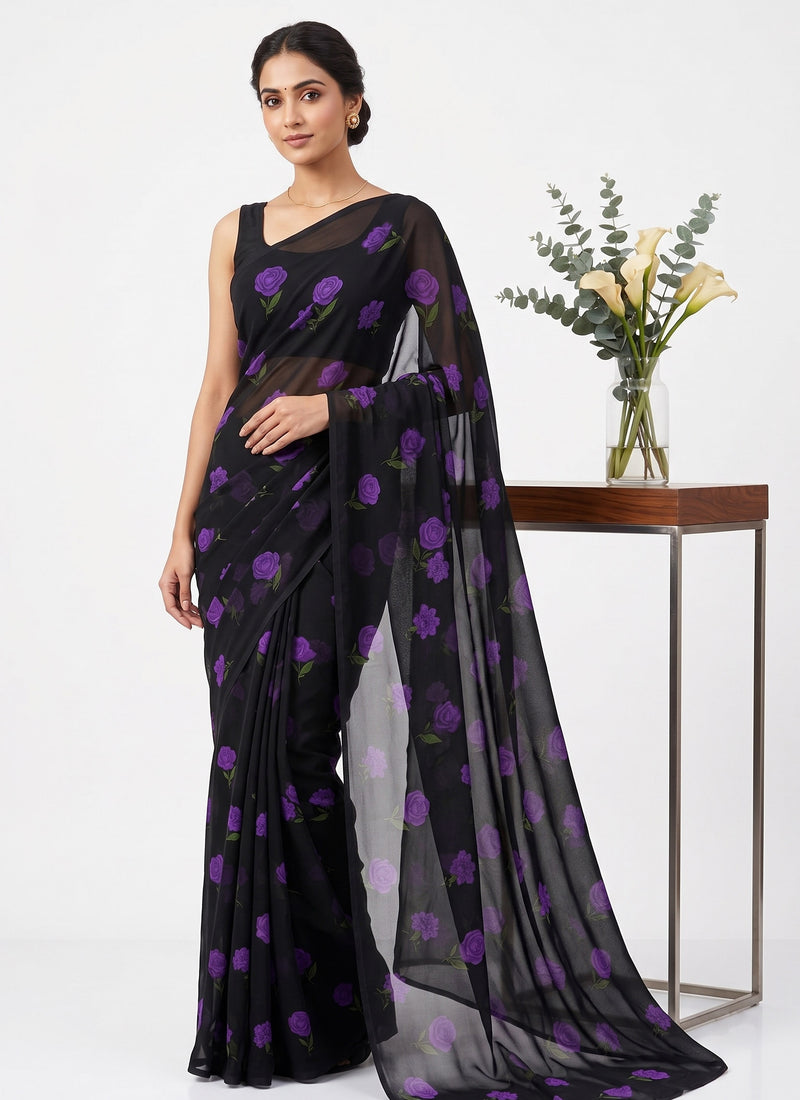 Siri Sarees Floral Print Georgette Saree Without Blouse