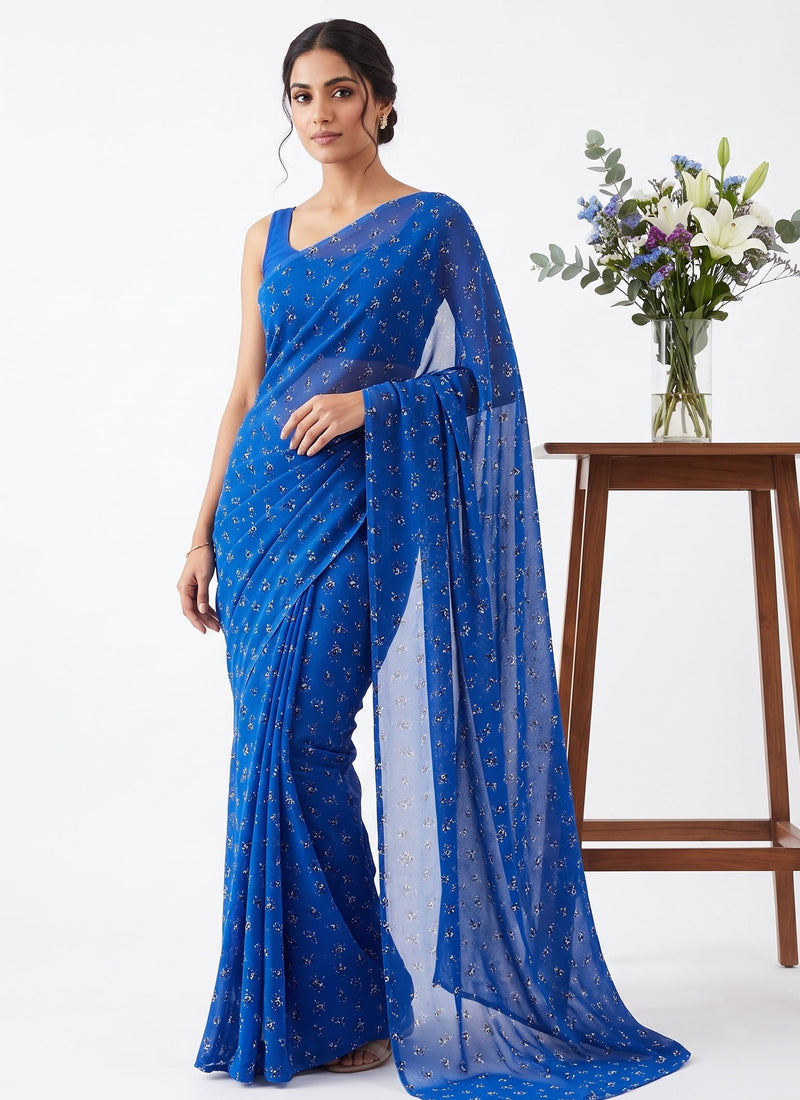 Siri Sarees Floral Print Georgette Saree Without Blouse
