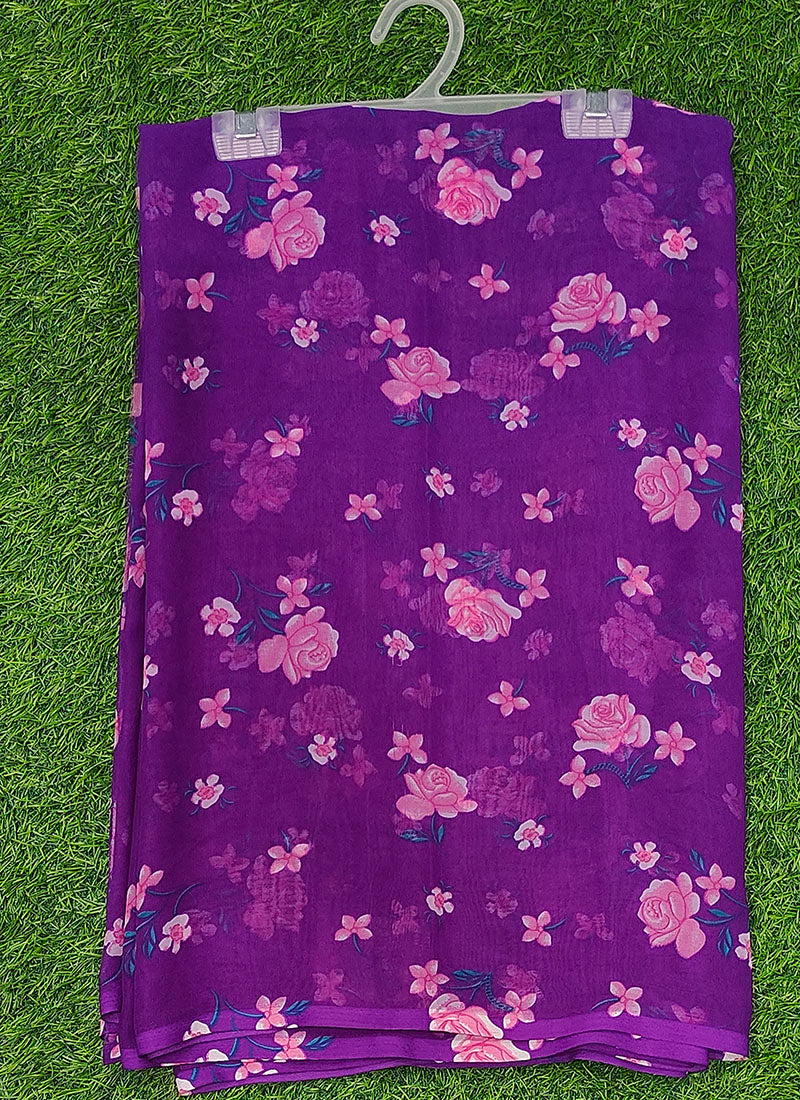 Siri Sarees Floral Print Georgette Saree Without Blouse