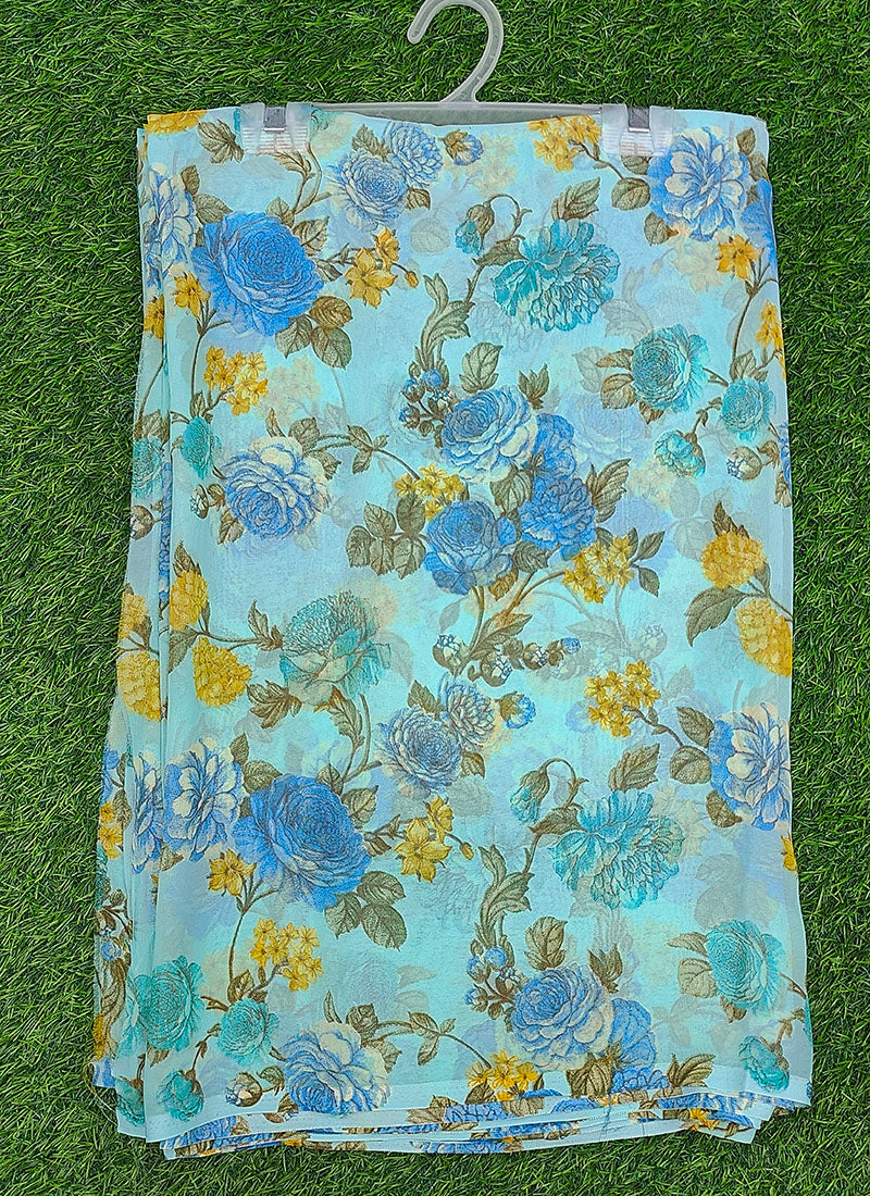 Siri Sarees Floral Print Georgette Saree Without Blouse