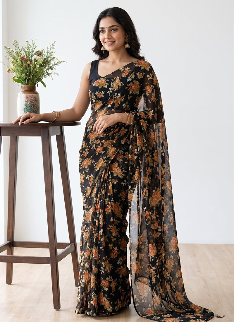 Siri Sarees Floral Print Daily Wear Georgette Saree